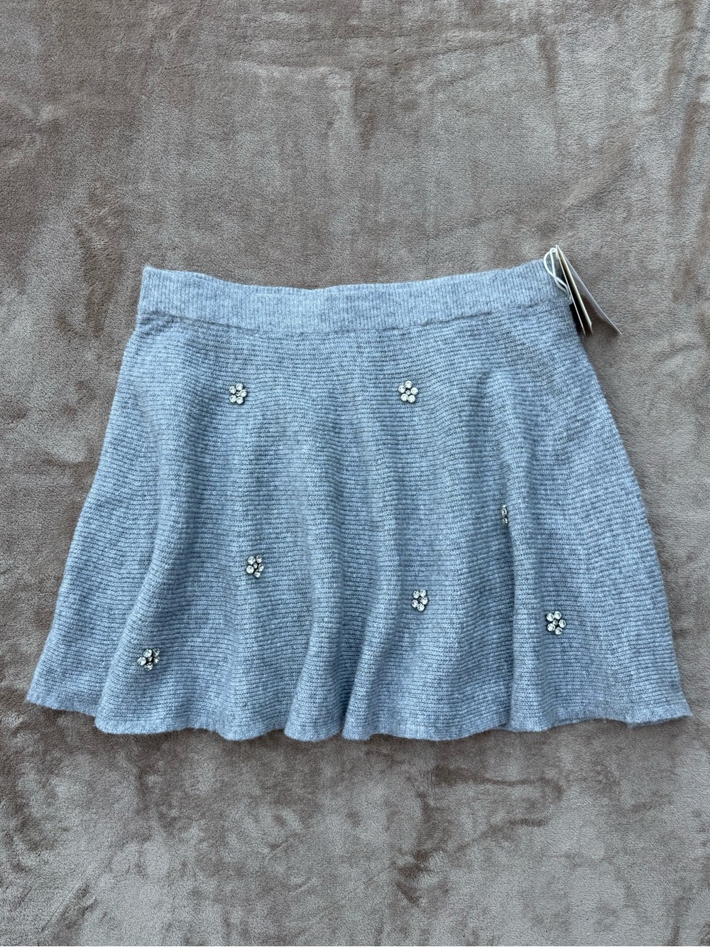 Free Assembly embellished mini sweater skirt